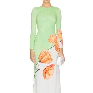 Elegant Green and Orange Long Sleeve Sheath Dress for Cocktail Events